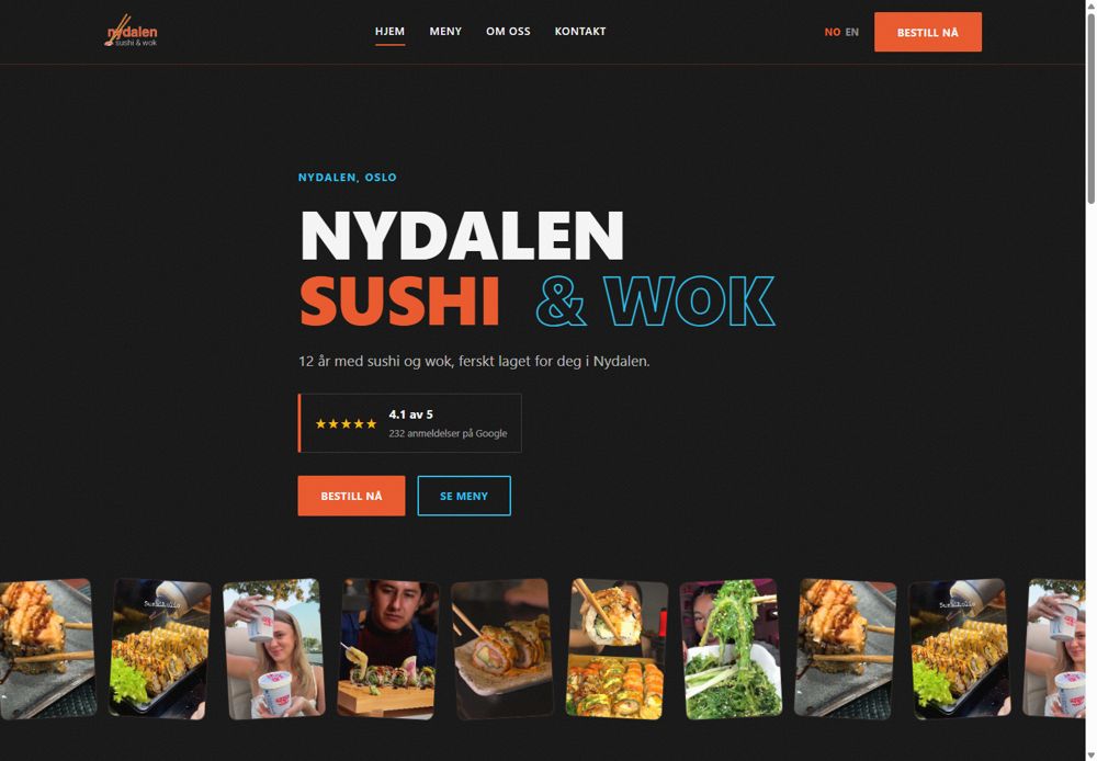Web stranica Nydalen Sushi & Wok