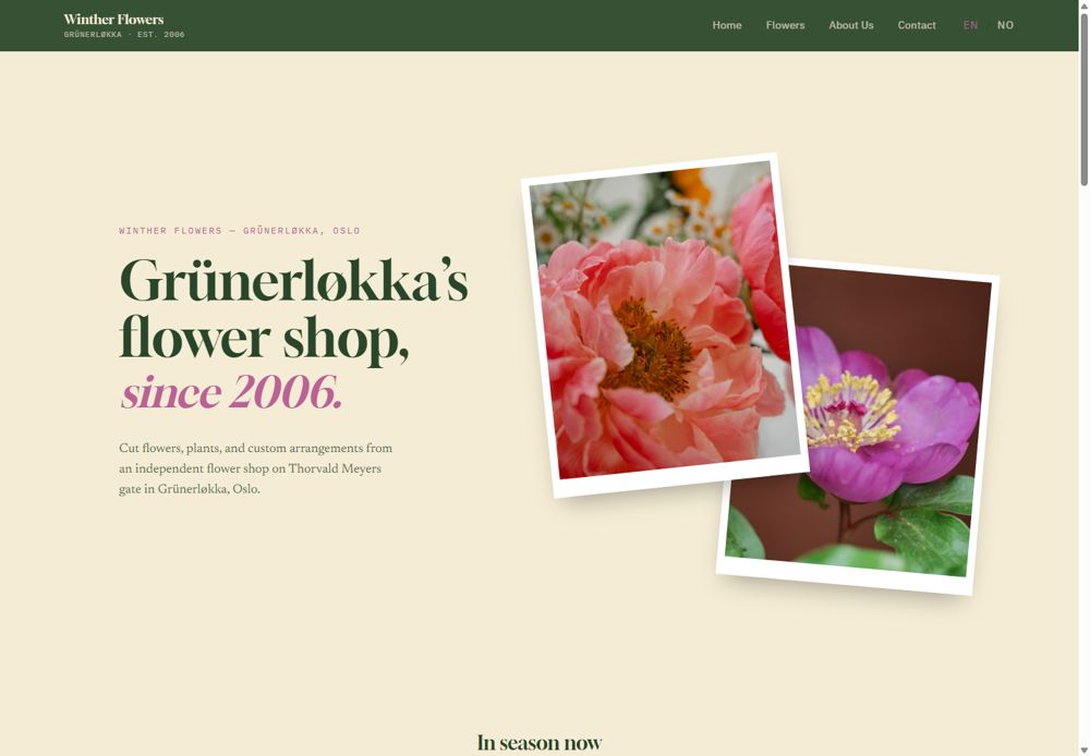 Web stranica Winther Flowers